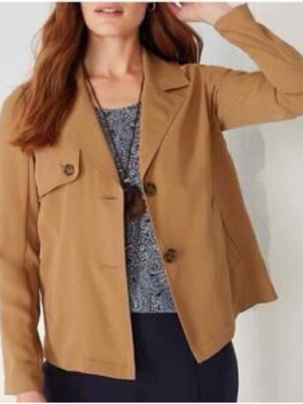 J Jill Wearever Fall Brown Trench Jacket Large Lightweight